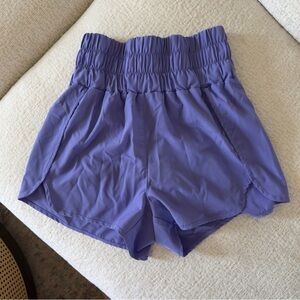 Purple High Waist Elastic Athletic Shorts